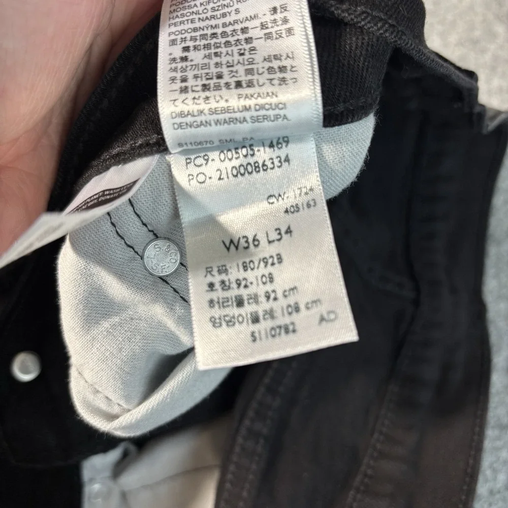 Levi Jeans 505 Mens 36x34 Black Wash Straight Leg Red Tab‎ Excellent Condition